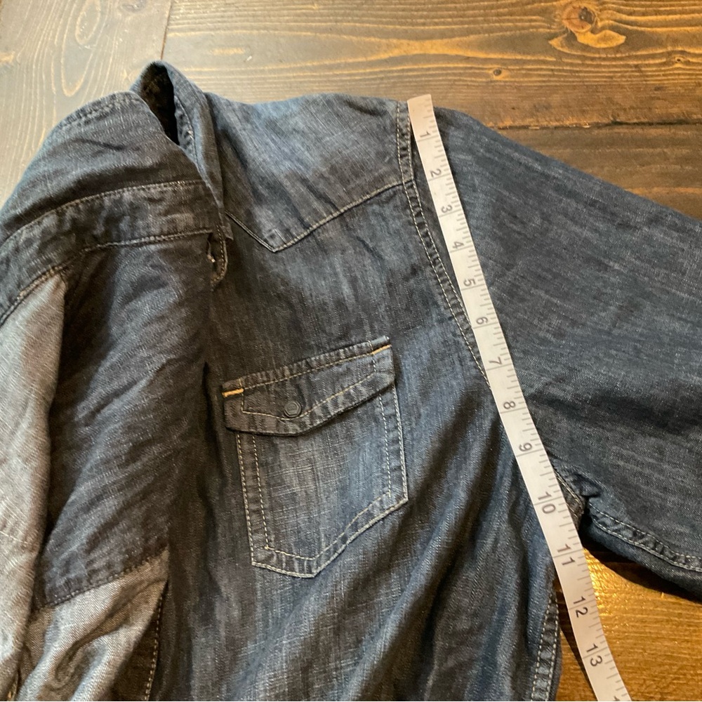 Marc Moto Classic Blue Denim Button-Down Shirt - Picture 4 of 9